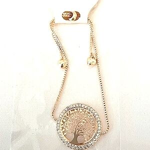 Rose Gold Tree of Life Bracelet Crystal Rhinestone embellished. Adjusts NEW NWT